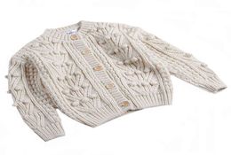 Korean Style Autumn Winter 110Yrs Kids Cardigan Sweaters Coat Solid Color Handmade Wool Ball Baby Girls Knitting Cardigan L2207192196510