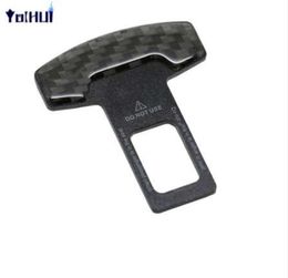 2pcs Universal Vehicle Mounted Carbon Fibre Car Safety Seat Belt Buckle Clip CarStyling1508699
