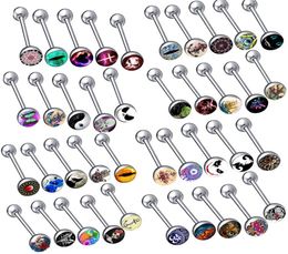 Nice style body piercing jewelry TONGUE RING MIX Styles drop factory 3542743