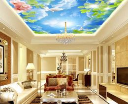 Wallpapers Blue Sky Cloud Leaf Ceiling Pigeons 3d Wallpaper Modern For Living Room Murals Home Decoration Non Woven