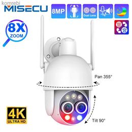 PTZ Cameras MISECU WIFI 4K 8MP PTZ Camera 8X Hybrid Zoom 2.8mm 12mm Dual Lens Wireless IP Camera Outdoor Automatic Tracking Colour Night Vision P2P Camera C240412