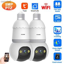 IP Cameras Tuya Wifi 5MP E27 Bulb Camera 360 Panoramic Monitoring Camera LED Light Home Safety Baby Monitor Colour Night Vision IP CameraC240412