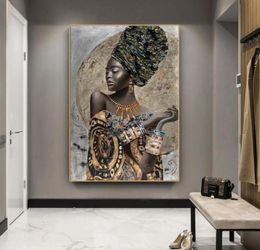 Paintings African Black Woman Graffiti Art Posters And Prints Abstract Girl Canvas On The Wall Pictures Decor9988232