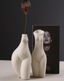 Vases Body Ceramic Shaped Sculptures Pot Innovative Arrangement Modern For Home Office Decoration1222790