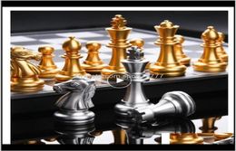 Table Leisure Sports Chess Games Outdoors Drop Delivery 2021 Mediaeval International Set With Chessboard 32 Gold Sier Games Pieces 8625334