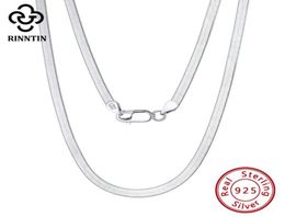 Chains Rinntin 925 Sterling Silver Unique Solid 3mm Flexible Flat Herringbone Neck Chain For Women Men Punk Blade Necklace Jewelry7704364