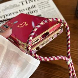 Gemini Love Lanyard Plating Phone Case For Motorola Moto G60 G53 G50 G42 G30 G20 G22 G52 E20 Plus G9 Play G8 Power Cover