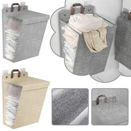 Laundry Bags Large Capacity Hanging Basket Hamper Space-saving Folding Clothes Bag Organiser Storage For Bathroom Bedroom P1A9