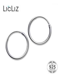 Hoop Huggie LicLiz 2021 925 Sterling Silver Simple Earrings For Women Round Circle White Gold Jewelry Loop Joyas De Plata LE04721369379