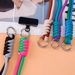 120cm Woven Mobile Phone Lanyard Straps Universal Neck Cord Crossbody Cellphone Carabiner Pendant for Phone Case Charm Cord
