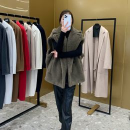 Top Quality Max Coat Women,62%alpaca 26%wool 12%silk,New Winter Short Teddy Vest Cashmere Alpaca Wool Jacket for Women,Real Coat