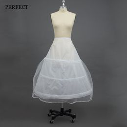 PERFECT Women 3 Hoops Crinoline Simple Petticoat Skirt Elastic Half Slip A Line Underskirt for Wedding Ball Gown Bridal Dress