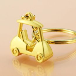 1pc mini Golf cart gift with Key chain golden silver kirsite high quality golf accessories for boy kids girls teenages golf club