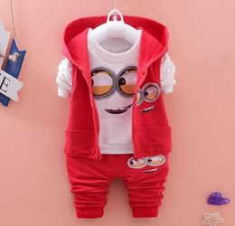 Baby Boys Clothes Set Cartoon Minion Boys Girls Hooded Jacket Shirts Pants Suit Baby Kids Clothing Bebes Tracksuit MX19087450972