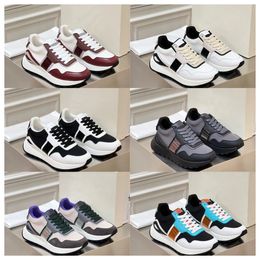 2024 top Luxury Multi material patchwork of cowhide with contrasting colors men thick soled lace up black sports fashionable and versatile casual shoes