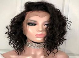 Lace Front Human Hair Wigs Short Curly Wigs Remy Brazilian For Women Pre Pluck Natural Colour Bleached Knot7427327