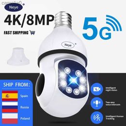 IP Cameras 5GWiFi e27 light bulb camera for indoor monitoring home safety baby monitor full-color automatic human tracking safety protectorC240412