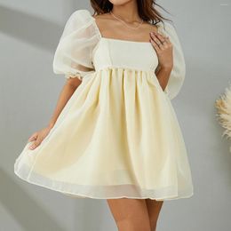 Party Dresses Off Shoulder Women's Elegant Puff Sleeve Tulle Princess Dress Mesh Ruffle Mini Short For Wedding Cocktail Prom