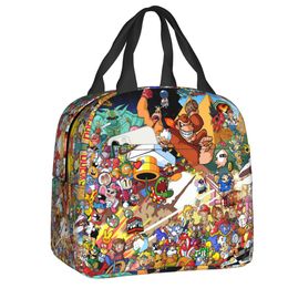 Vintage Arcade Game Collage Lunch Bag Waterproof Food Insulated Cooler Thermal Lunch Box Women Children Picnic Tote Container