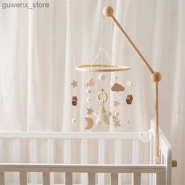Mobiles# Baby Rattle Toy Wooden Bed Bell Bracket Mobile Hanging Bracket Toys Hanger Baby Crib Mobile Bed Bell Wood Toy Holder Arm Bracket Y240412