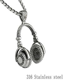 men rock headset necklace headset mens man stainless steel music dj headphone pendant for men male punk retro trendy jewelry6317339