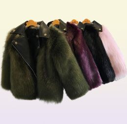 2021 New Short Style Girl Fur Coats Jackets Imitation Fox Artificial Fur Grass High Quality PlushLeather Winter Kids Baby Girl Ou2652462