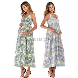 Maternity Dresses Maternity Dresses Pregnancy Women V-Neck Sexy Dress Midi Dress Women Sleeveless Clothing Summer Wrap Long Baby Shower Dress 24412