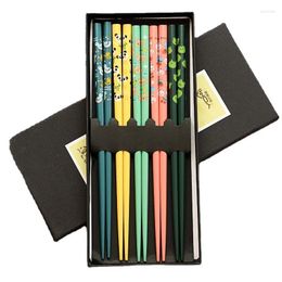 Chopsticks Household Bamboo Gift Box Portable Tableware Set 5 Pairs Of