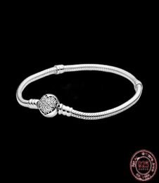 Women Bracelets 925 Sterling Silver Heart CZ Diamond Chain Bracelet Fit P Charm Beads Fine Jewellery Gift With Original Box2110945
