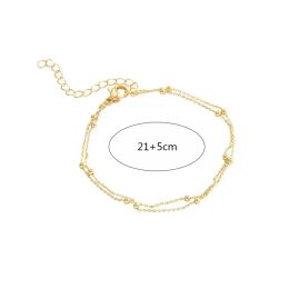 Trendy Double Layers Small Round Beads Bracelet Women's Hand Bracelets Gold Color Chain Simple Female Ball Bracelet Jewelry