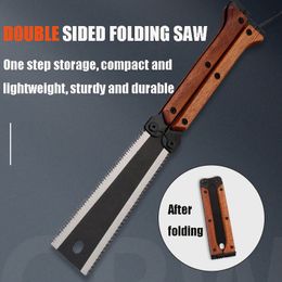 Folding Hand Saw Mini 15cm SK85 Steel Saw Blade Double Sided Triple-sided Serrations Pull Saw Wood Handle Woodworking Tool