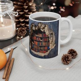 Mugs 3D Bookshelf Ceramics Mug Fashion Handheld Water Drinking Cup For Kitchen Living Room
