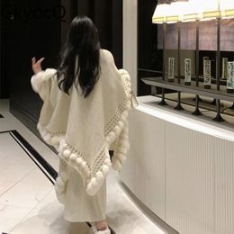 Work Dresses GkyocQ 2024 Winter Two Piece Dress Sets Fur Spliced Collar Warm Cape Scarf Sleeveless High Waist Slim Knitting Suit