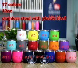 12oz Wine Tumbler Powder Coated Coffee Mugs Beer Glass Water Bottle 2 Layer Vacuum Insulated Beer Mug Party Champagne Mugs with Li4644618