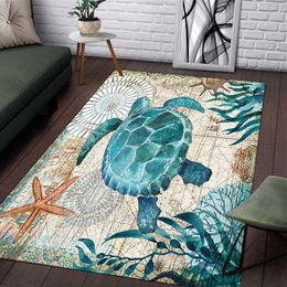 3D Sea Turtle Carpet for Living Room Home Decor Sofa Table Large Area Rugs Bedroom Anti-slip Floor Mat Bath Entrance Doormat
