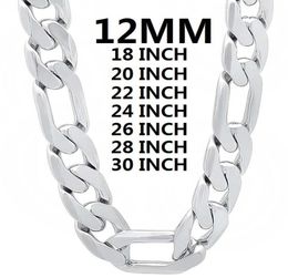 Chains Solid 925 Sterling Silver Necklace For Men Classic 12MM Cuban Chain 1830 Inches Charm High Quality Fashion Jewelry Wedding5756160