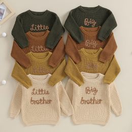 2023-09-18 Lioraitiin 0-18M Baby Boys Sweater Letter Embroidery Crew Neck Long Sleeve Pullovers Fall Toddler Clothes Tops