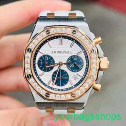 Timeless AP Wrist Watch Royal Oak Offshore Series 26234SR Same Original Diamond White Pan Blue Eyes Womens Fashion Leisure Business Sports Watch