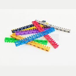 100PCS Cable Marker Network Cable Wire Marker Tag Label for Cat6 C-Type Multicolor Number Letter Marking Stuck Cord Sleeve