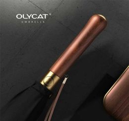 OLYCAT Luxury Mental Wooden Handle Umbrella 112cm Large Long Men Black Umbrellas 16 Ribs Windproof Rain Umbrella Paraguas Gifts 213418994