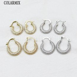 Dangle Earrings 5 Pairs Round Pave Zirconia Gift Lovely Chunky Hoop 18K Gold Plated Jewellery Party 30669