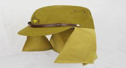 Berets Repro WWII Japanese Army IJA Soldier Field Wool Cap Hat With Havelock Neck Flap L4854901