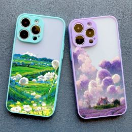 Flower Field Cloud Scenery Phone Case For iphone 13 12 Pro Max Mini 15 14 11 Plus Pro Max 7 8 Plus SE2 X XR XS Shockproof Cover