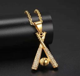 ied out Baseball bat pendant necklaces for men luxury designer mens bling diamond player pendants stainless steel hip hop jewelry 6225901