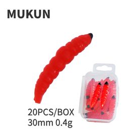 MUKUN 20PCS Soft Fishing Lure Worms Silicone Baits 0.4g/30mm Artificial Bait Jigging Wobblers Bass Carp Pesca Fishing Tackle