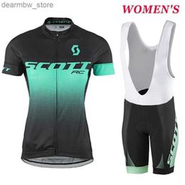 Cycling Jersey Sets SCOTT Womens Cycling Jersey Set Summer Anti-UV Cycling Bicyc Clothing Quick-Dry Mountain Fa Bike Clothes Cycling Set L48