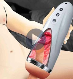 NXY Sex men masturbators Automatic Male Masturbator Cup Realistic Tongue Licking Mouth Pussy Blowjob Vibrator 5D Vagina Texture Or7454573