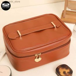 Cosmetic Bags Large Capacity Simplicity Square PU leather Makeup Organiser Portable Women Bathroom Cosmetic Storage Bag Washbag L49