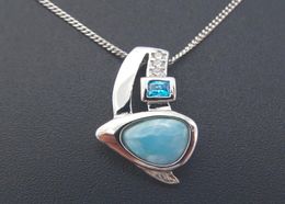 2021 Dominican Natural Larimar Pendant locket Solid 925 Sterling Silver Jewelry Gemstones Charm Pendants Fashion Lovely Gift for h5429072