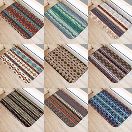 Carpets 1pcs 40 60cm Retro Colore Stripe Pattern Anti-Slip Suede Carpet Door Mat Doormat Outdoor Kitchen Living Room Floor Rug 48283